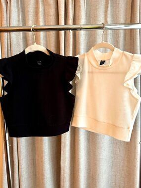 Bundle of 2 Shein Mockneck Cropped Ruffle Tanks- Small